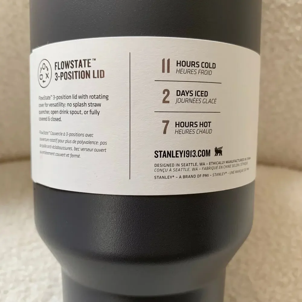 NEW Stanley Flowstate Quencher H2.0 Tumbler 40 oz Charcoal Gray with Teal - Picture 5 of 9